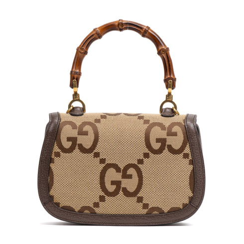 Bamboo 1947 Top Handle Bag Jumbo GG Canvas Small