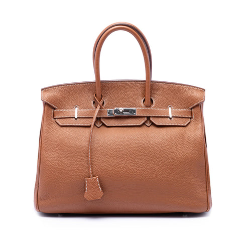 Birkin Handbag Brown Togo with Palladium Hardware 35