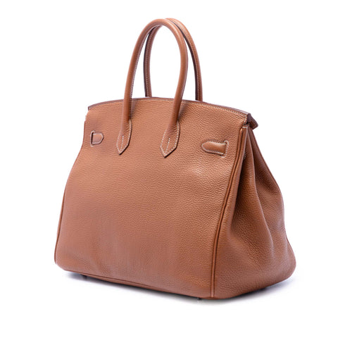 Birkin Handbag Brown Togo with Palladium Hardware 35