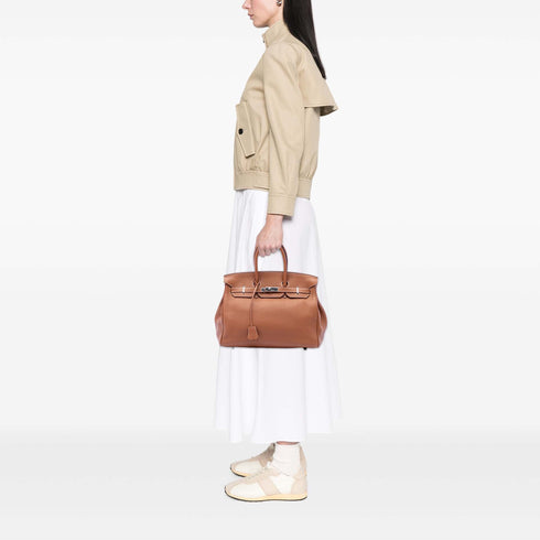 Birkin Handbag Brown Togo with Palladium Hardware 35