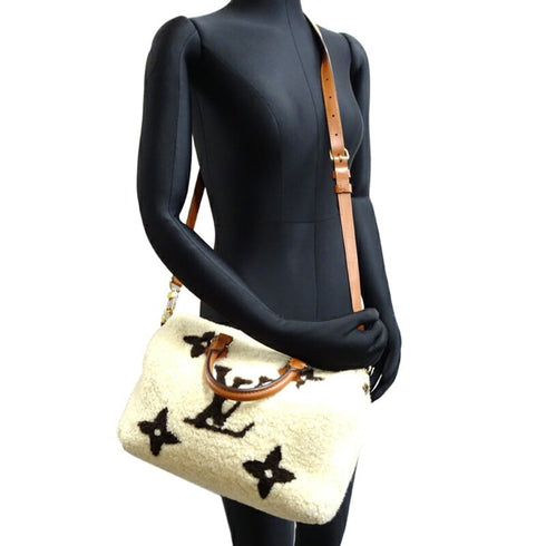 Speedy Bandouliere Bag Monogram Giant Teddy Fleece 25