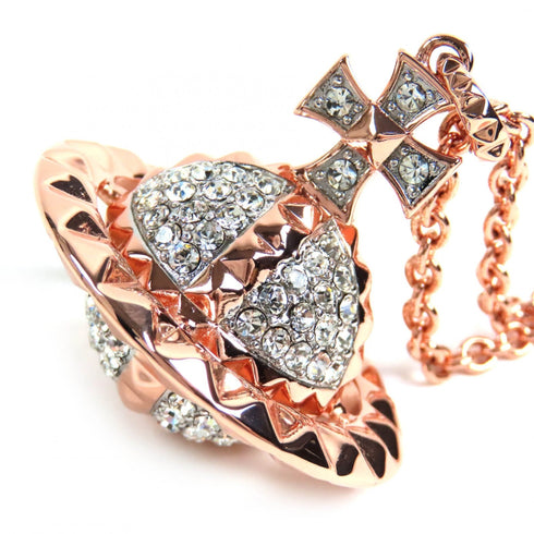 Pendant Necklace Pink Gold with Rhinestone