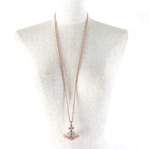 Pendant Necklace Pink Gold with Rhinestone