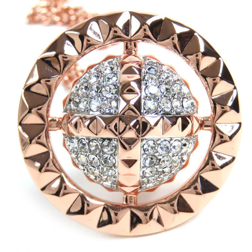 Pendant Necklace Pink Gold with Rhinestone