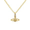 Pendant Necklace Gold Metal and Rhinestone