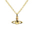 Pendant Necklace Gold Metal and Rhinestone