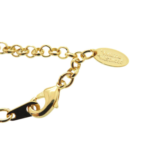 Pendant Necklace Gold Metal and Rhinestone