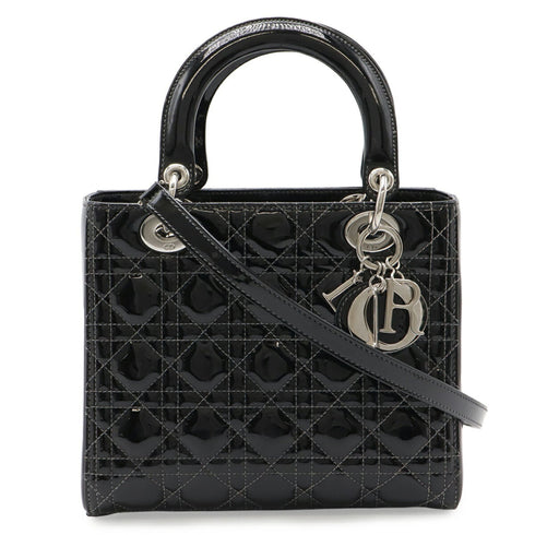 Lady Dior Bag Cannage Quilt Patent Medium