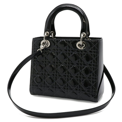 Lady Dior Bag Cannage Quilt Patent Medium