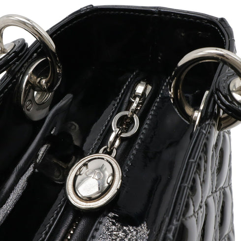 Lady Dior Bag Cannage Quilt Patent Medium
