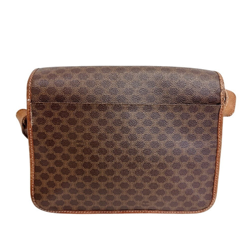 Vintage Saddle Flap Shoulder Bag Macadam Coated Canvas Small