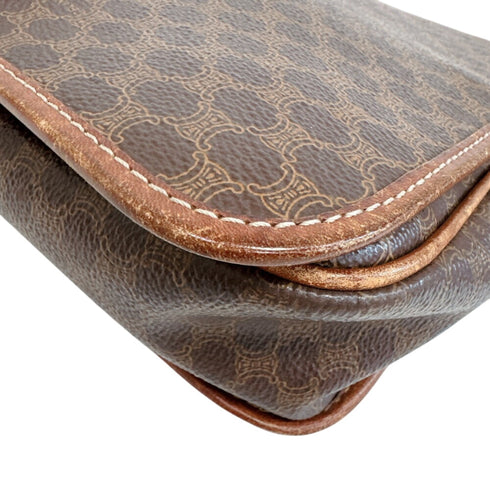 Vintage Saddle Flap Shoulder Bag Macadam Coated Canvas Small