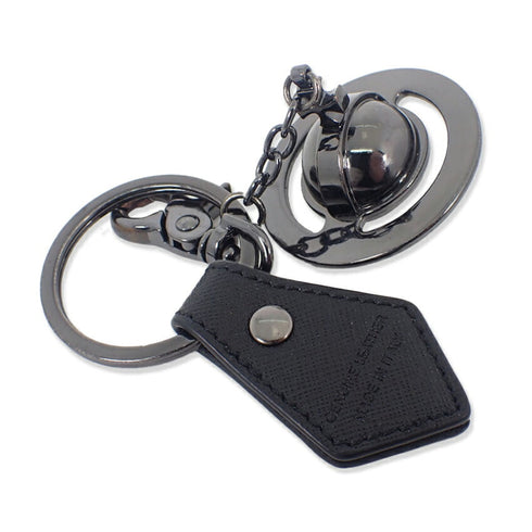 Orb Charm Leather and Metal Ring