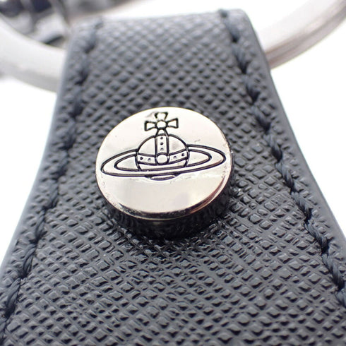 Orb Charm Leather and Metal Ring
