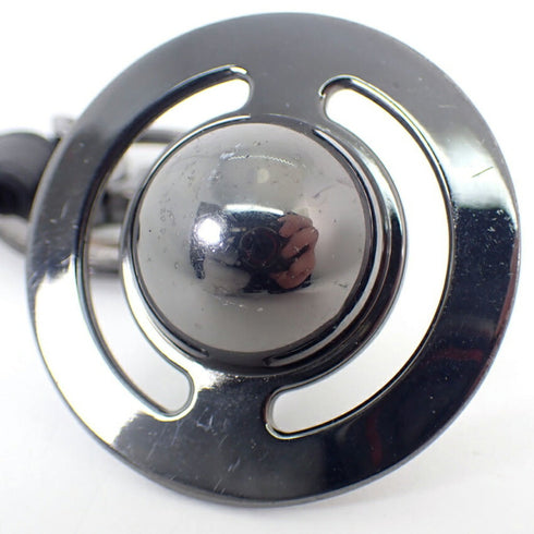 Orb Charm Leather and Metal Ring