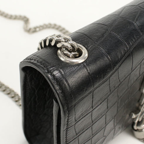 Classic Monogram Tassel Crossbody Bag Crocodile Embossed Leather Small