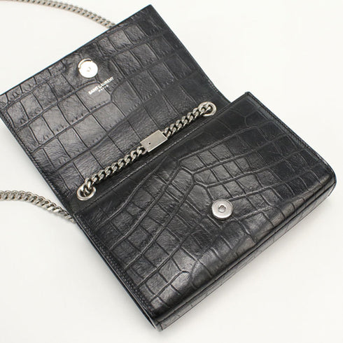 Classic Monogram Tassel Crossbody Bag Crocodile Embossed Leather Small
