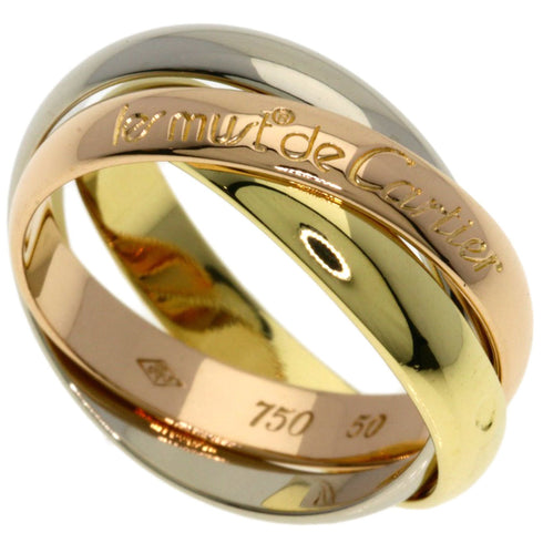 Vendome Louis Cartier Band Ring 18K Tricolor Gold
