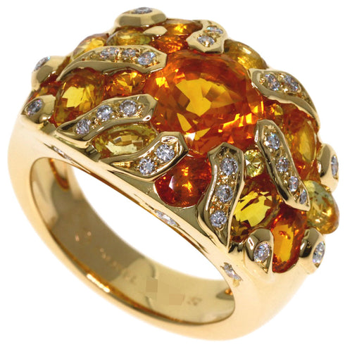 Sun Motif Ring 18K Yellow Gold with Diamond and Sapphire