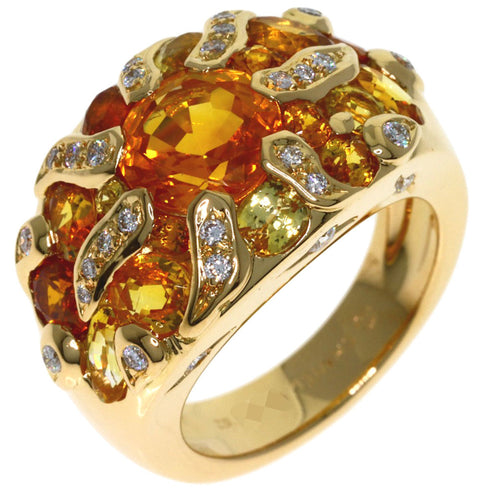 Sun Motif Ring 18K Yellow Gold with Diamond and Sapphire