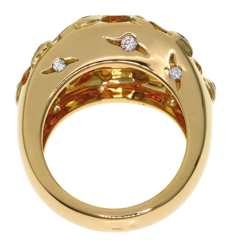 Sun Motif Ring 18K Yellow Gold with Diamond and Sapphire