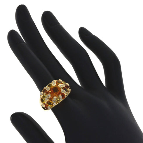 Sun Motif Ring 18K Yellow Gold with Diamond and Sapphire