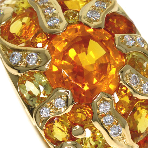 Sun Motif Ring 18K Yellow Gold with Diamond and Sapphire
