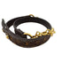 Monogram Bangle Bracelet Leather Brown Gold