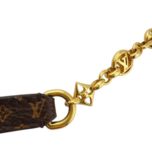 Monogram Bangle Bracelet Leather Brown Gold