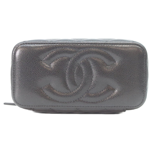Classic Vanity Case with Chain Quilted Caviar Small