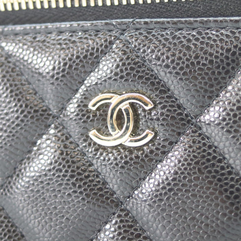 Classic Vanity Case with Chain Quilted Caviar Small