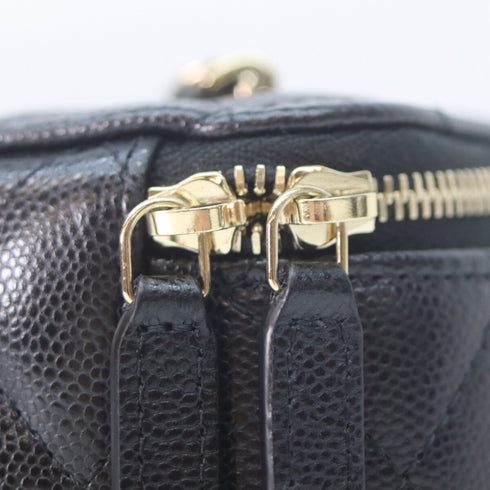 Classic Vanity Case with Chain Quilted Caviar Small