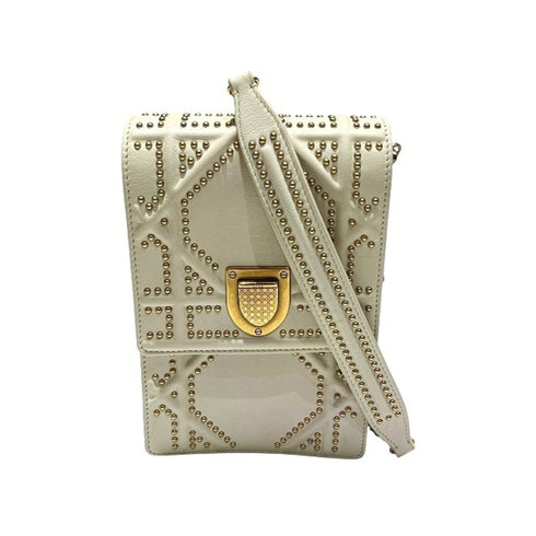 Diorama Vertical Clutch on Chain Studded Leather