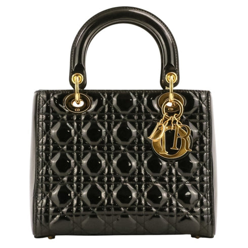 Lady Dior Bag Cannage Quilt Patent Medium