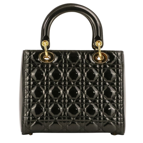 Lady Dior Bag Cannage Quilt Patent Medium
