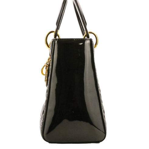 Lady Dior Bag Cannage Quilt Patent Medium