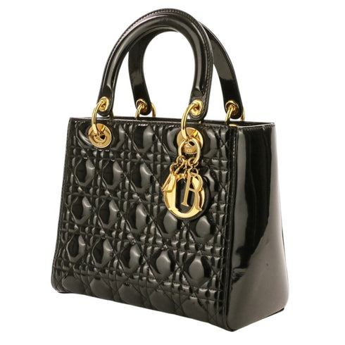 Lady Dior Bag Cannage Quilt Patent Medium
