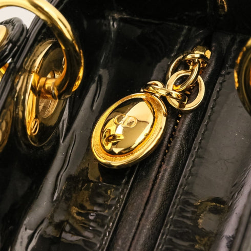 Lady Dior Bag Cannage Quilt Patent Medium