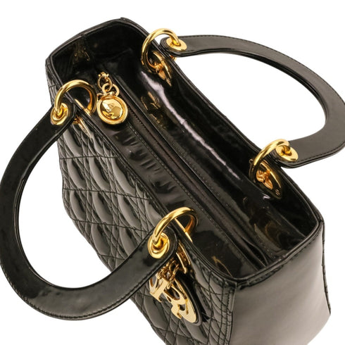 Lady Dior Bag Cannage Quilt Patent Medium