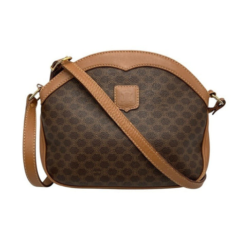 Vintage Saddle Flap Shoulder Bag Macadam Coated Canvas Small