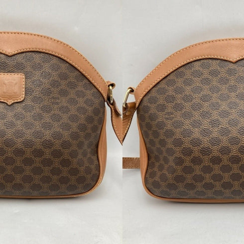 Vintage Saddle Flap Shoulder Bag Macadam Coated Canvas Small