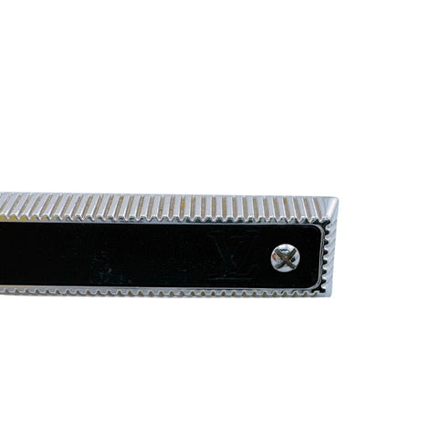 Tie Pin Leather and Metal Black Brooch