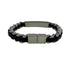 Curved Chain Bracelet Leather Silver