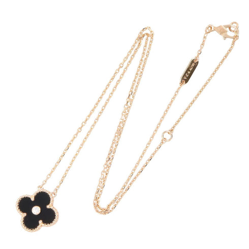 Vintage Alhambra Pendant Necklace 18K Rose Gold and Onyx