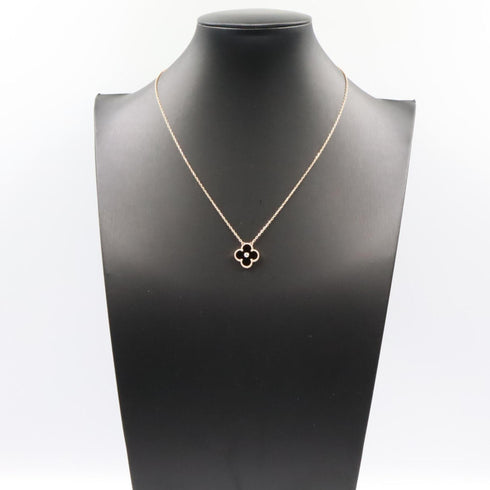 Vintage Alhambra Pendant Necklace 18K Rose Gold and Onyx