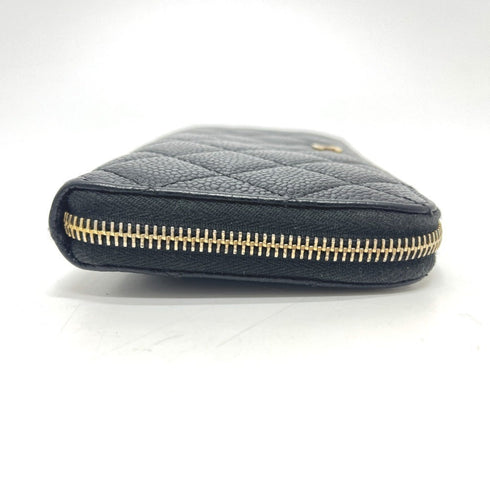 Zip Around Wallet Quilted Caviar Long