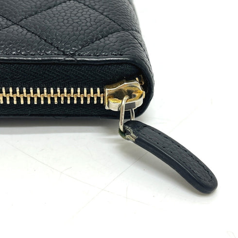 Zip Around Wallet Quilted Caviar Long