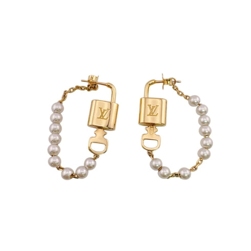 Earrings Pearl Gold-Tone Metal
