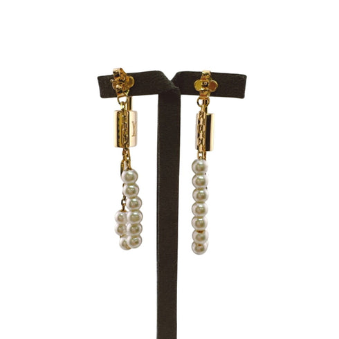 Earrings Pearl Gold-Tone Metal
