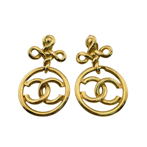 CC Logo Clip-On Earrings Metal Gold-Tone Metal